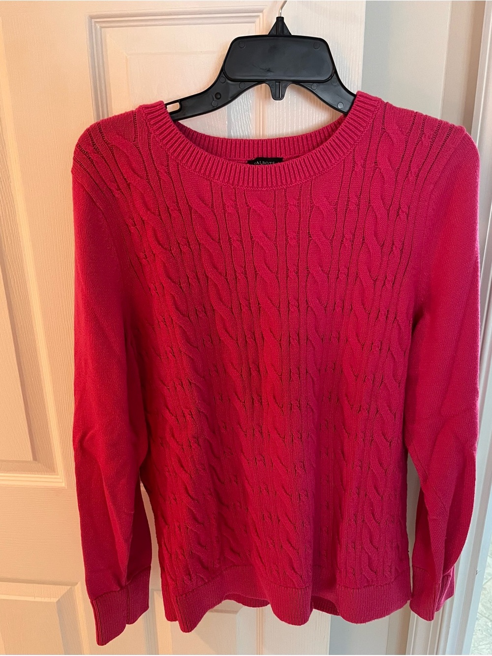 Talbots Bright Pink Cable-Knit Sweater